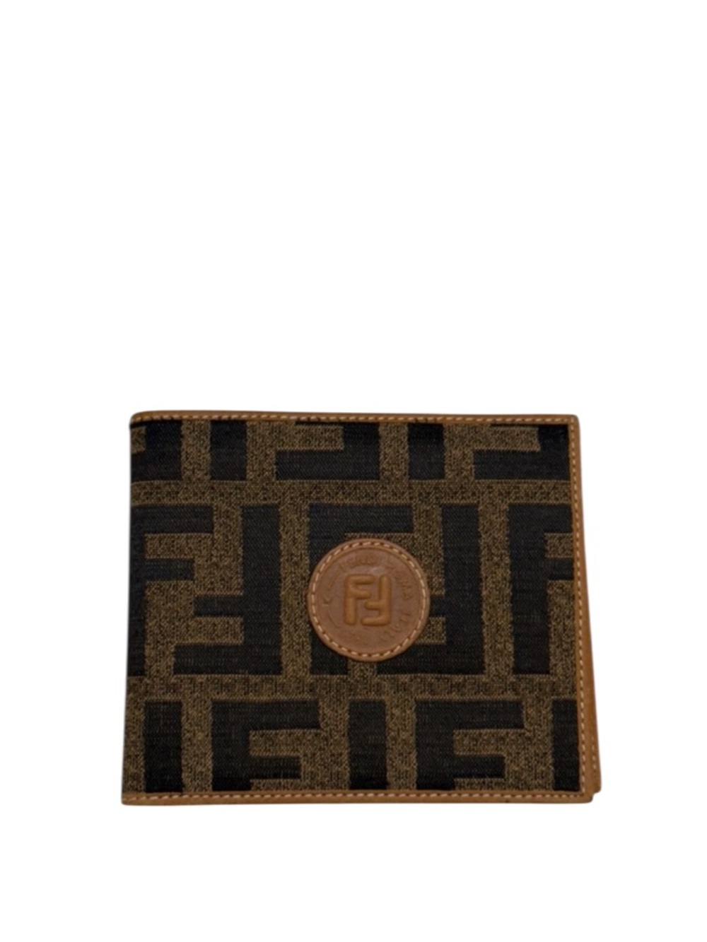 FENDI - BLACK BROWN FF ZUCCA BIFOLD WALLET